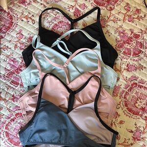 PINK Victoria's Secret Black and Blue Sports Bras Moisture-Wicking Comfort